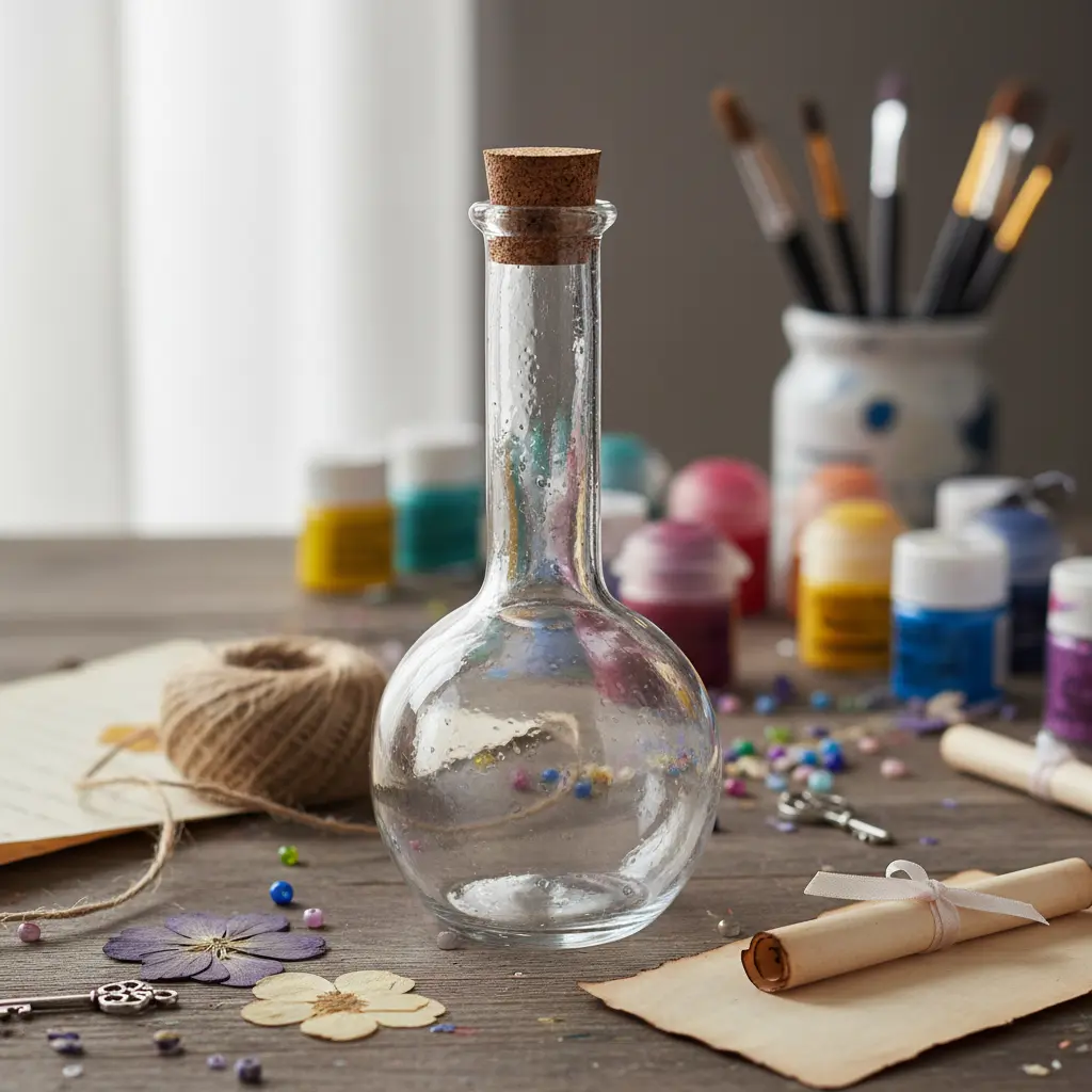 Glass Bottle With Cork For Arts And Crafts