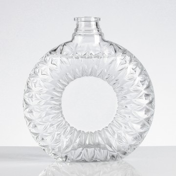 Custom flat empty high quality luxury 700/750/1000ml aged brandy glass bottle