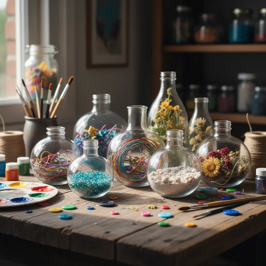 Glass Bottle Round For Arts And Crafts