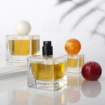30ml 50ml 100ml Perfume Glass Bottle Square Design with Ball Lids-L