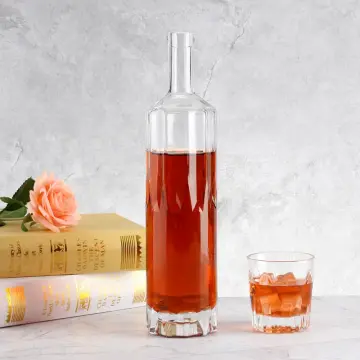 Clear Custom 750ml Glass Liquor Bottle with Cork-I