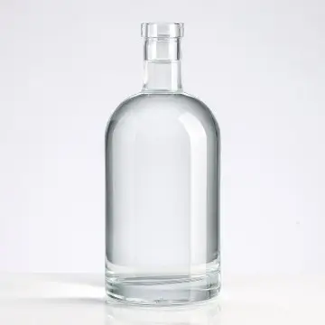 Custom Empty Glass Liquor Bottle Transparent Round 700ml 750ml-L