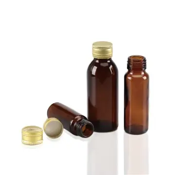 Straight Amber Glass Liquid Medicine Bottle with Lids-I